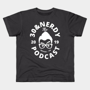 30&Nerdy Podcast Face Logo (White) Kids T-Shirt